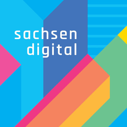 bunte Grafik mit den Worten sachsen digital